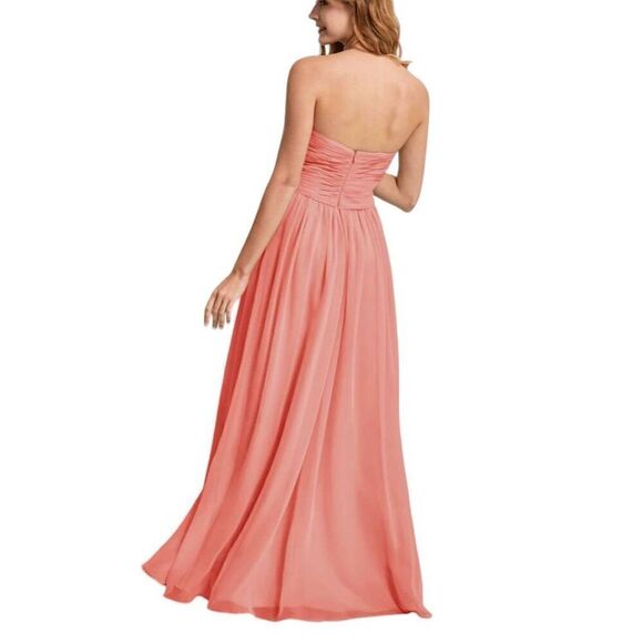 Gown Long Maxi Dress Formal Strapless A Line Peachy Chiffon Floor Length - Picture 4 of 11